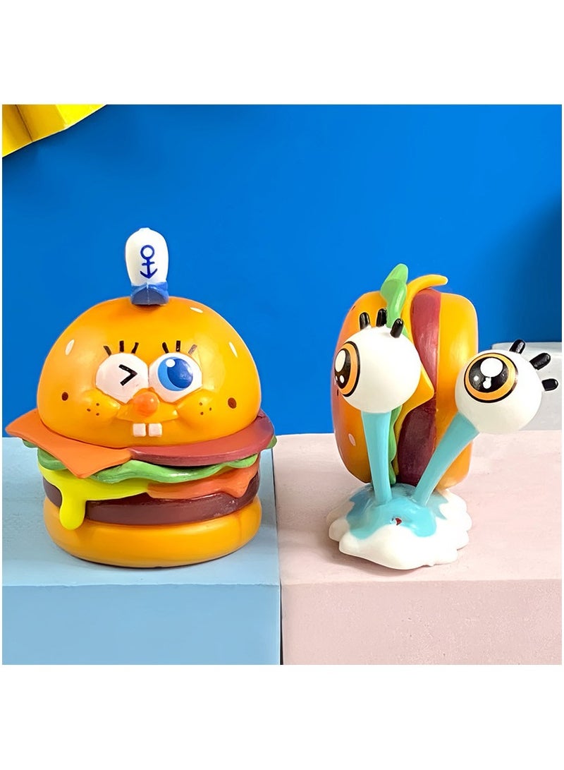 general 6 Pieces of SpongeBob SquarePants Delicious Crab Castle Image Toy Character Model Anime PVC Model Decorations Gifts Home Decoration, 10cm - Image 5