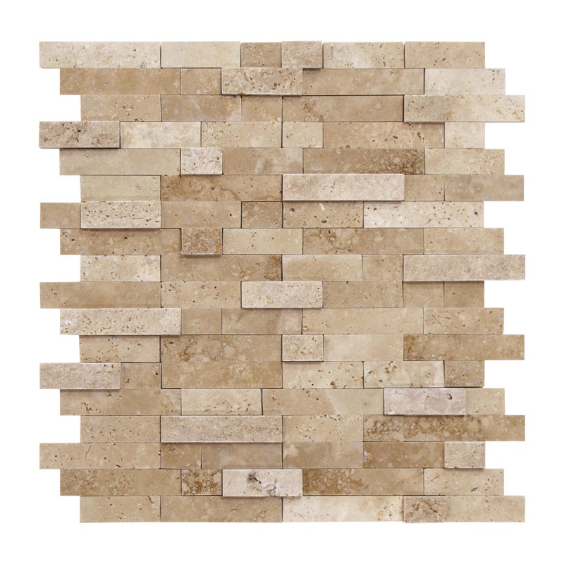 SUNWINGS 5-Sheet Peel and Stick Mosaic Natural 3D Stone Self Adhesive Marble Tiles, 11.5" x 10.7" Stick on Backsplash for Kitchen Bathroom Fireplace Vanity, Beige - Image 1