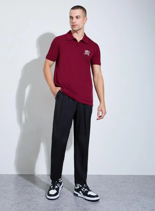 تايك تو Black Fold Pleat Casual Trousers