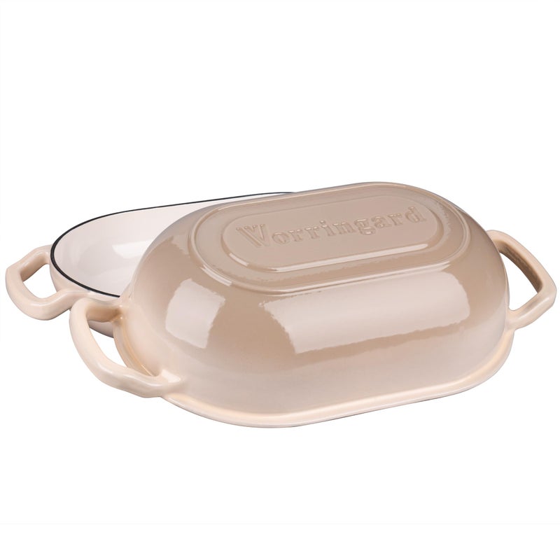 VORRINGARD Enameled Cast Iron Sourdough Bread Oven, Dutch Oven, Loaf Cast Iron Bread Pan for Homemade Bread Baking, Meatloaf Pan with Lid, 5QT, Latte - Image 4