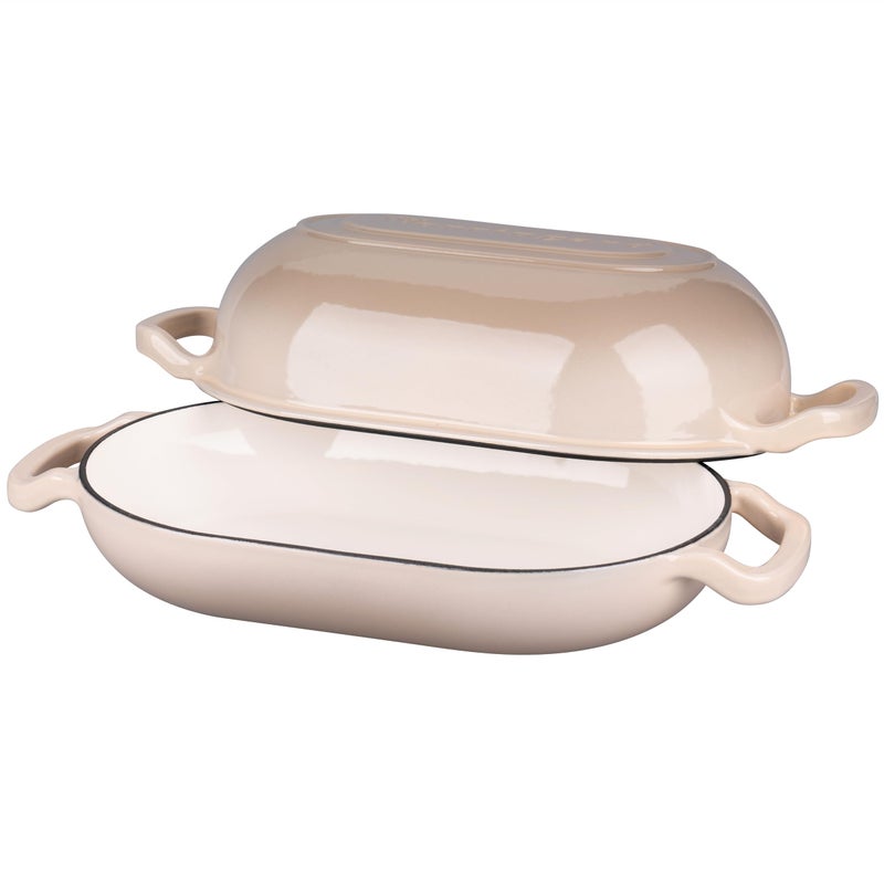 VORRINGARD Enameled Cast Iron Sourdough Bread Oven, Dutch Oven, Loaf Cast Iron Bread Pan for Homemade Bread Baking, Meatloaf Pan with Lid, 5QT, Latte - Image 5