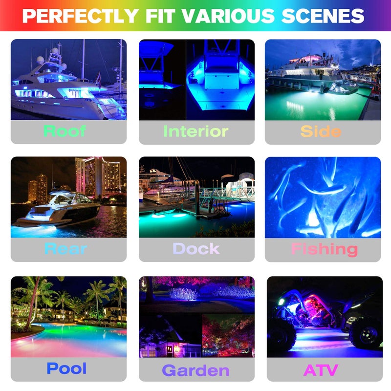 HUSUKU Mini 27LED Marine Led Lights for Boat Underwater(White), 2PCS, 3.7inch, IP68, 316 Stainless Steel, Surface Mount for Yacht Pontoon Sailboat Kayak Skiff Duck Jon Accent Bass Boat Vessel Fishing - Image 5
