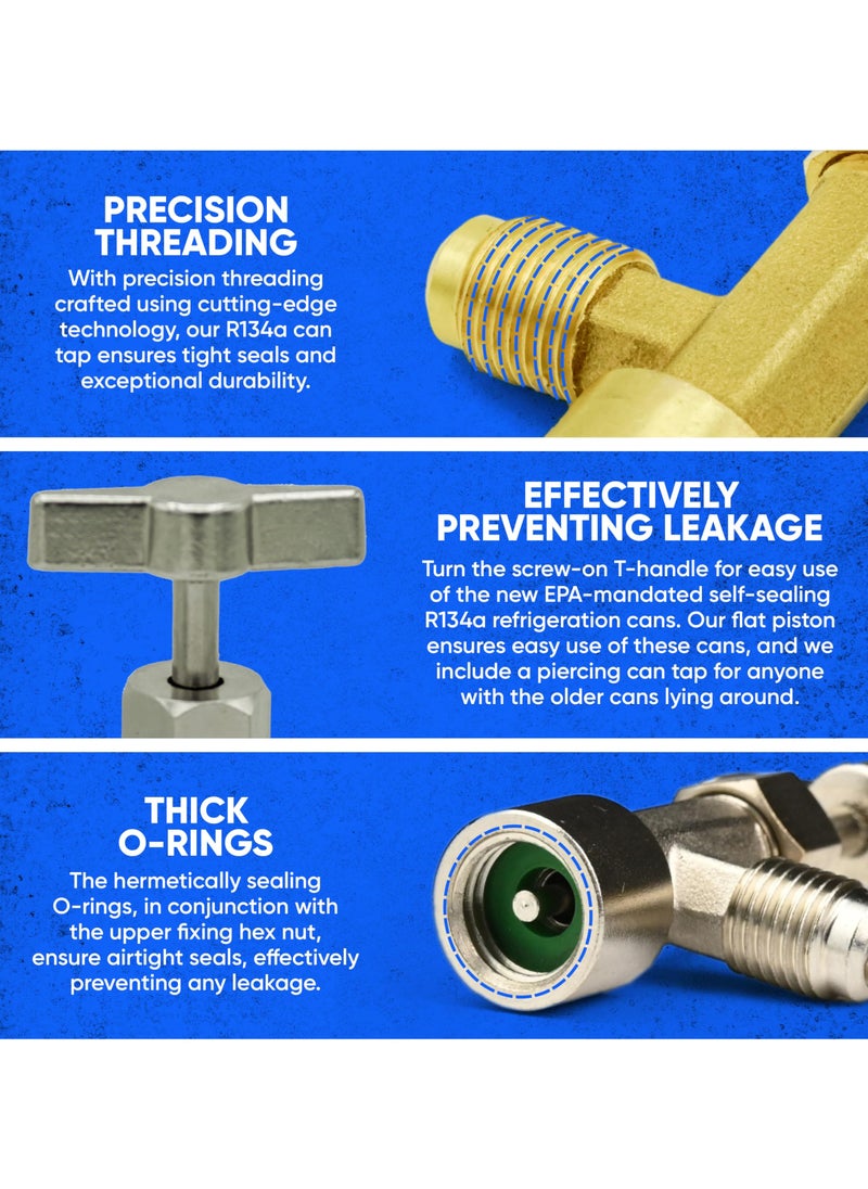 SYOSI R134A Can Tap Valves, Self-Sealing and Puncture Style Refrigerant Can Tap with Tank Adapters for Refilling Automotive Air Conditioning Systems  - Image 4