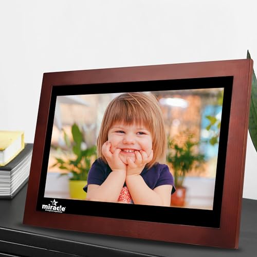 MIRACLE DIGITAL 17 inch HDMI Wooden Dark Hi-Def Digital Photo Frame with Premium Mirror Finish,USB,SD Card,USB, Remote Photos Slide Show,Video in-Built 8GB Memory 2GB RAM Built-in 2 Stereo Speakers - Image 3