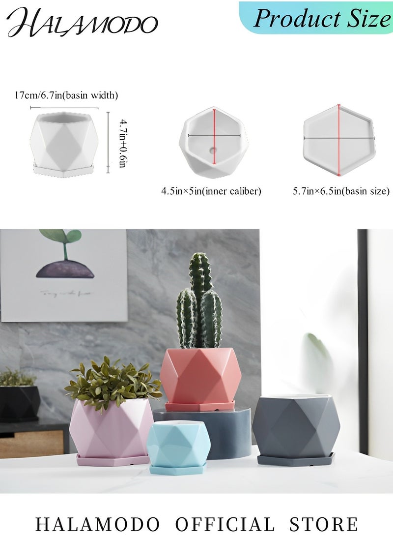 HALAMODO - 2PCS Plant Pots Ceramic Flower Planters Indoor Modern Succulents Containers with Drainage Hole and Saucer Decoration for Home Office - Image 1