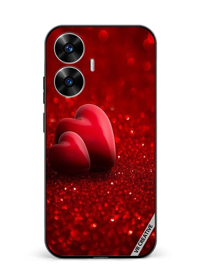 VR CREATIVE غطاء حماية لهاتف ريلمي C55 بتصميم قلبين أحمرين متعدد الألوان - Image 1