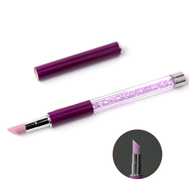 WOKOTO Quartz Nail Art Cuticle Pusher Pen With Spoon Cut Dead Skin Remover Gel Polish Grinding Buffing Care Stick