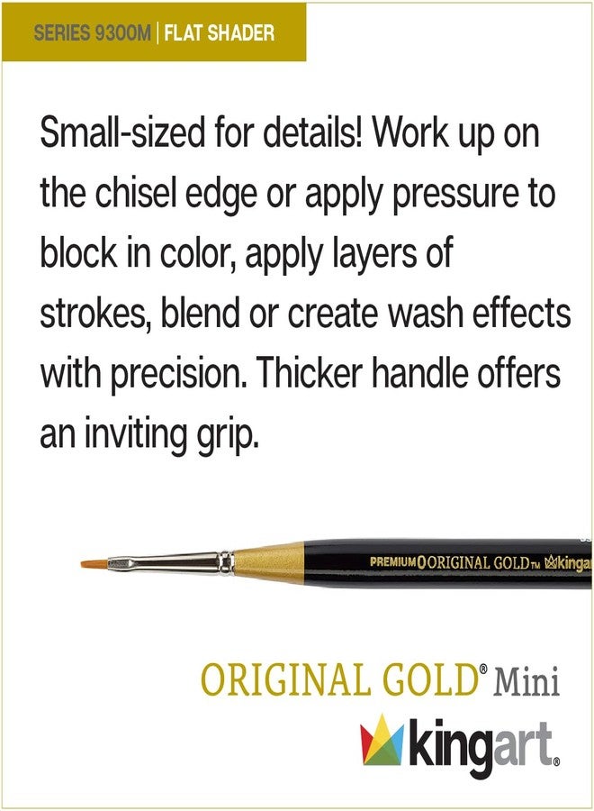 KINGART Premium Original Gold 9350M-18/0 Micro Detail Liner - Mini Thick Handle Series Artist Brush, Golden Taklon Synthetic Hair, for Acrylic, Watercolor, Oil and Gouache Painting, Size 18/0 - Image 2