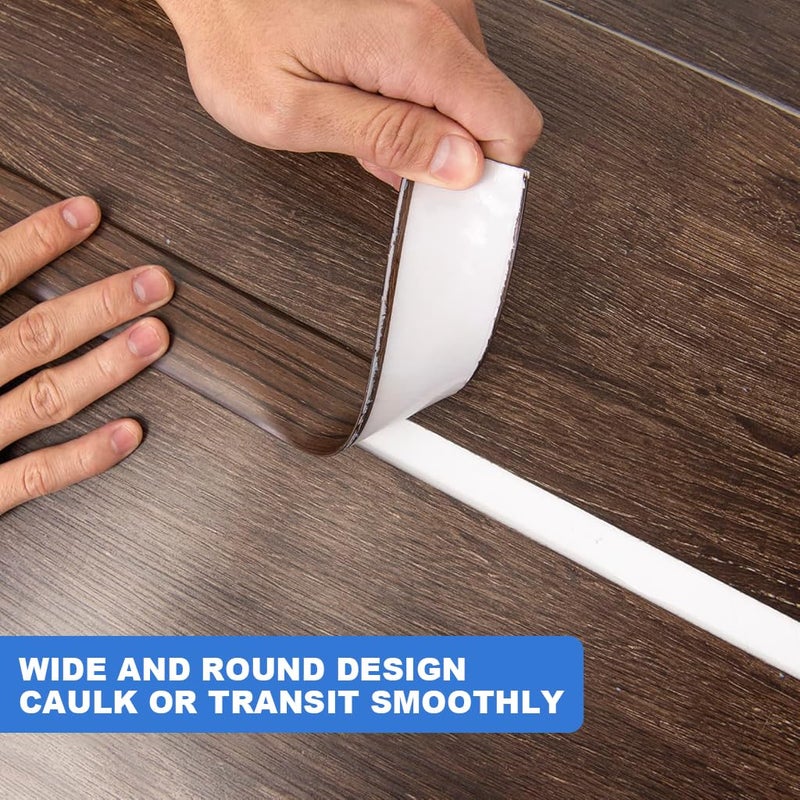 HASTHIP شريط انتقال الأرضية 2 قطعة، شريط لاصق ذاتي من الفينيل، شريط فاصل أرضي مسطح لربط الفجوات بين الأرضيات، عتبة السجاد، بلاط الأرضيات (47.2 × 1.57 بوصة، بني) - Image 5