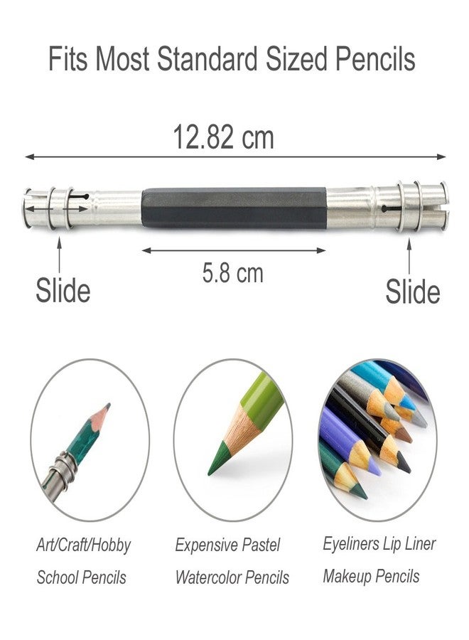 FoRapid Adjustable Dual Head Pencil Extender Holder Art Craft Hobby School Office Makeup Eyeliner Color Sketch Write Drawing Tool - Image 3