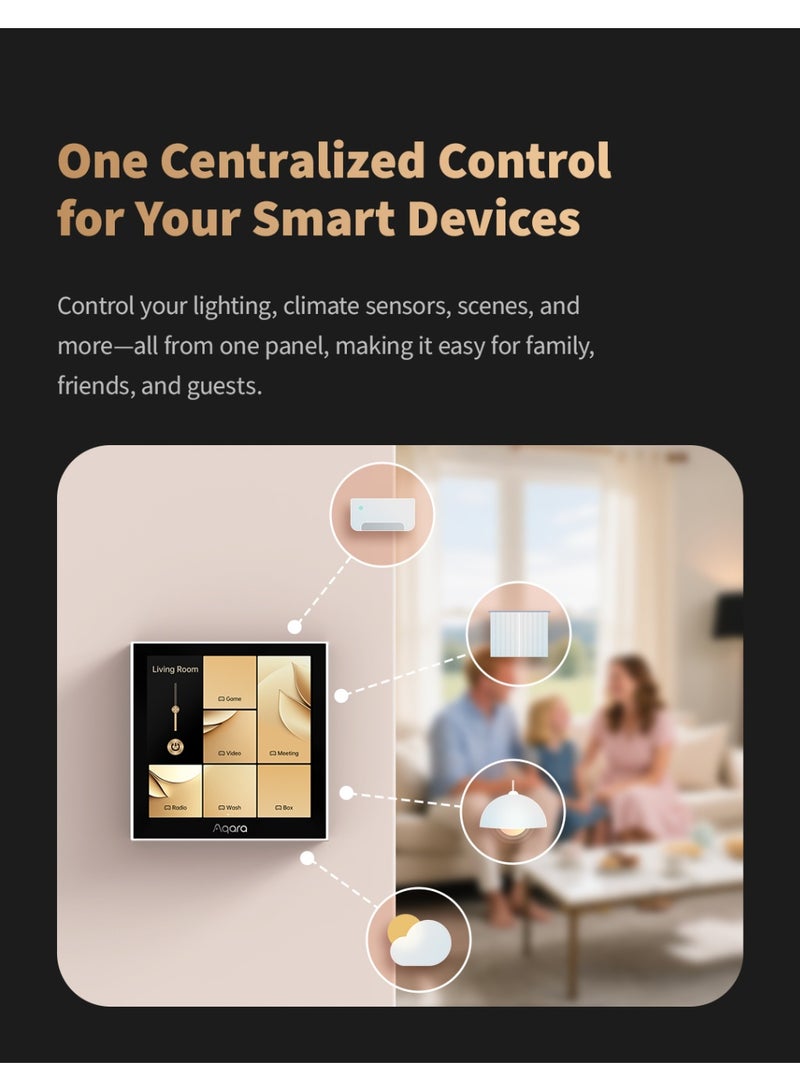 Aqara Panel Switch S100 Global version, 3-Gang Smart Touch Screen Switch, Wi-Fi Enabled, HomeKit Compatible, MP-K04D White - Image 3