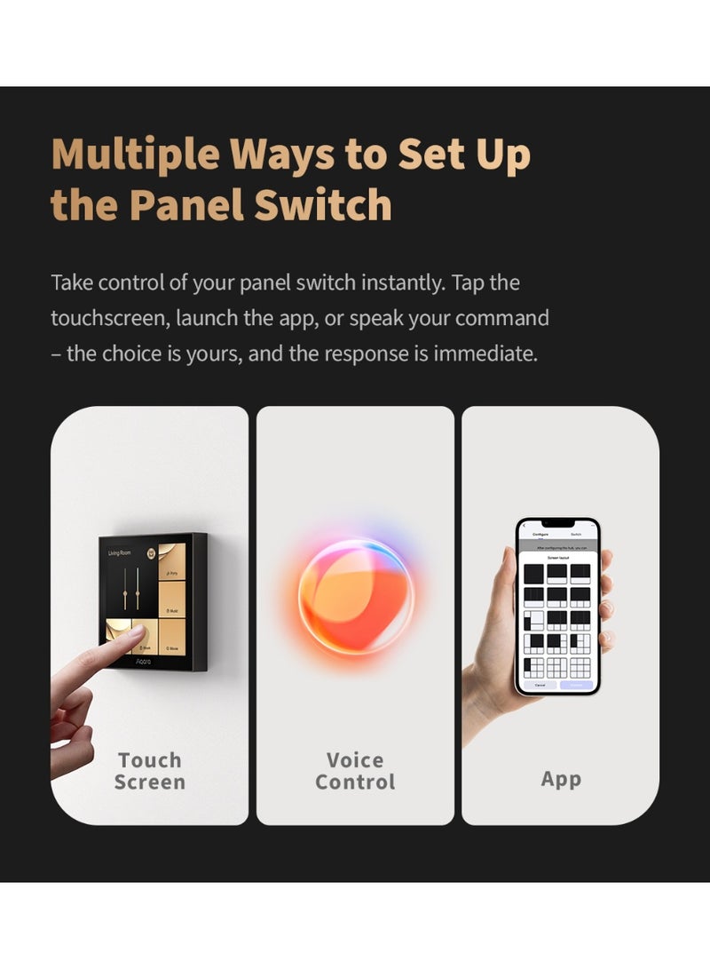 Aqara Panel Switch S100 Global version, 3-Gang Smart Touch Screen Switch, Wi-Fi Enabled, HomeKit Compatible, MP-K04D White - Image 4