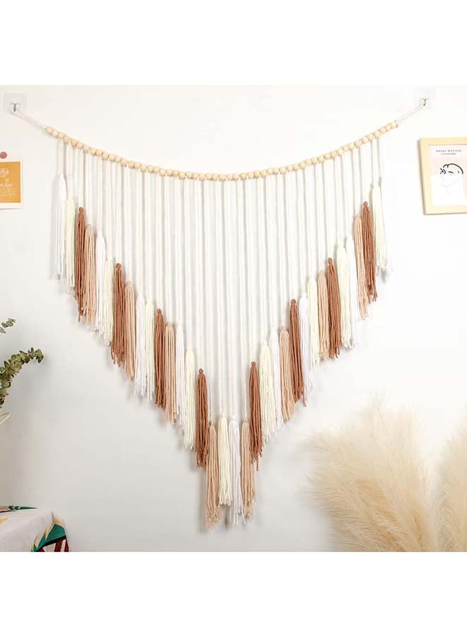 Antikiano Macrame Wall Hanging Large Macrame Wall Hanging with Wood Beads - Image 1