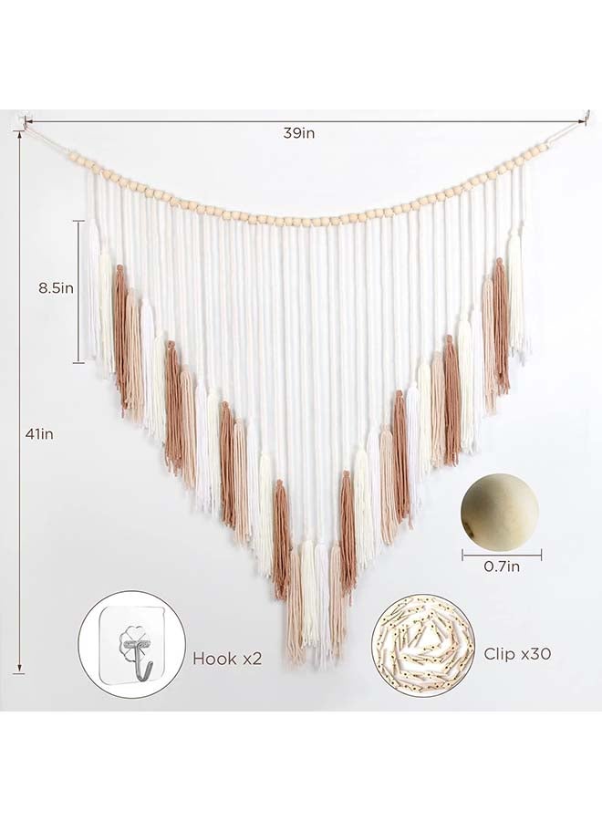 Antikiano Macrame Wall Hanging Large Macrame Wall Hanging with Wood Beads - Image 2
