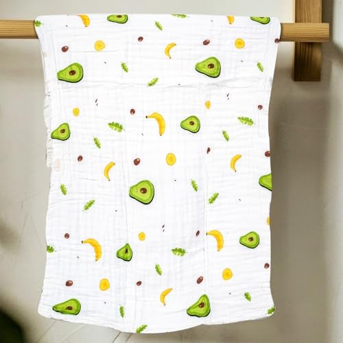 BASEEFY Muslin Bath Towel for Babies – 6 Layer Premium Cotton, Super Soft, Breathable & Highly Absorbent, Gentle on Sensitive Skin for Kids Boys and Girls (105 * 50 CM, Avocado) - Image 1