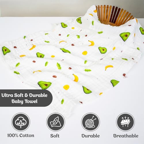 BASEEFY Muslin Bath Towel for Babies – 6 Layer Premium Cotton, Super Soft, Breathable & Highly Absorbent, Gentle on Sensitive Skin for Kids Boys and Girls (105 * 50 CM, Avocado) - Image 5