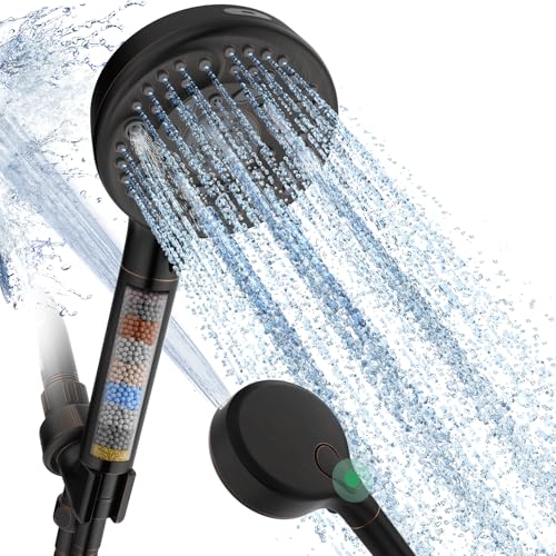 SunCleanse Filtered Shower Head with Handheld, 9-Spray Setting Detachable Showerhead with Filters, Shower Head for Hard Water - Filtered Chlorine, Improve Skin and Hair Texture, Black - Image 1
