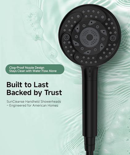SunCleanse Filtered Shower Head with Handheld, 9-Spray Setting Detachable Showerhead with Filters, Shower Head for Hard Water - Filtered Chlorine, Improve Skin and Hair Texture, Black - Image 5