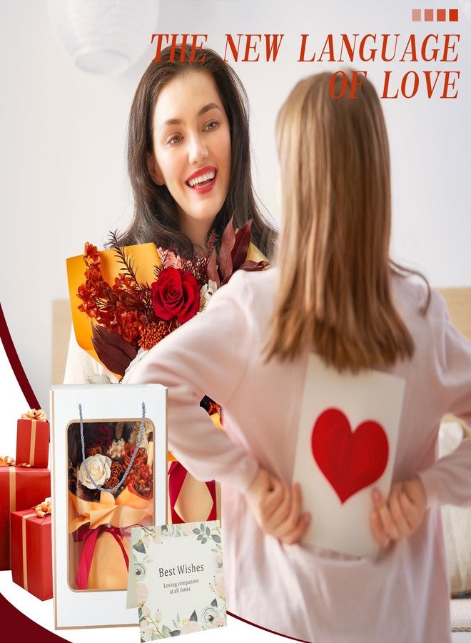 DAMOR باقة زهور محفوظة، هدية لها، زهور طبيعية تدوم طويلاً، هدية عيد الحب، عيد الأم، عيد ميلاد للنساء، الزوجة، الأم، الجدة، زينة غرفة من ورود تدوم للأبد مع مزهرية - Image 5