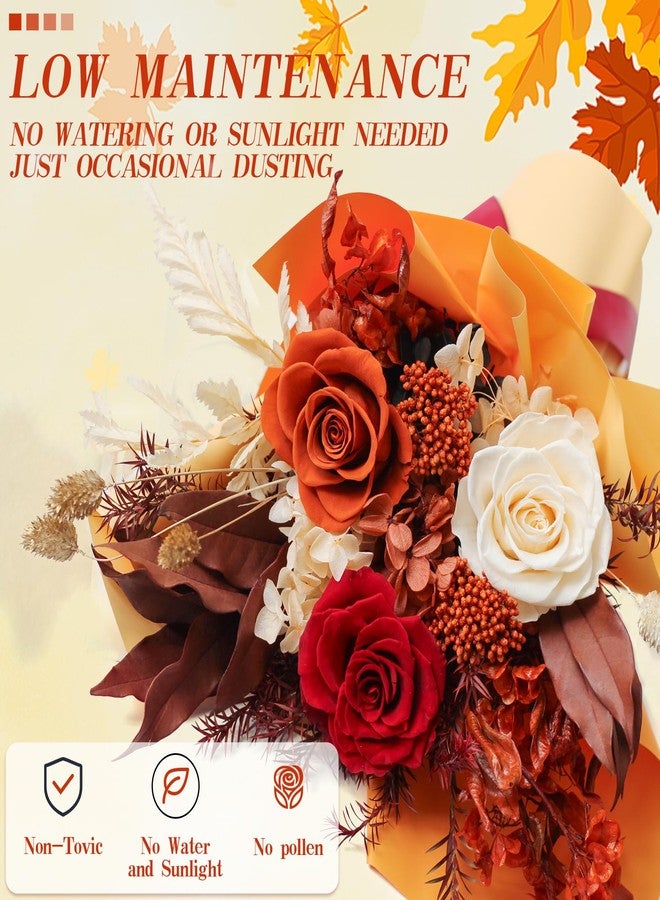 DAMOR باقة زهور محفوظة، هدية لها، زهور طبيعية تدوم طويلاً، هدية عيد الحب، عيد الأم، عيد ميلاد للنساء، الزوجة، الأم، الجدة، زينة غرفة من ورود تدوم للأبد مع مزهرية - Image 4