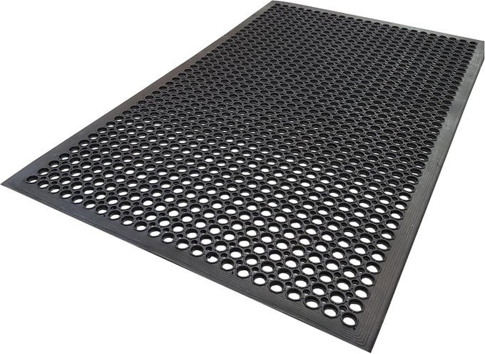 NONSLIP 36 X 60 RUBBER FLOOR MAT PERFORATED WITH HOLES FOR DRAINING EASY CLEANING ANTIFATIGUE HEAVY DUTY MATS FOR INDOOR OR OUTDOORS RESTAURANT KITCHEN BAR BATHROOM