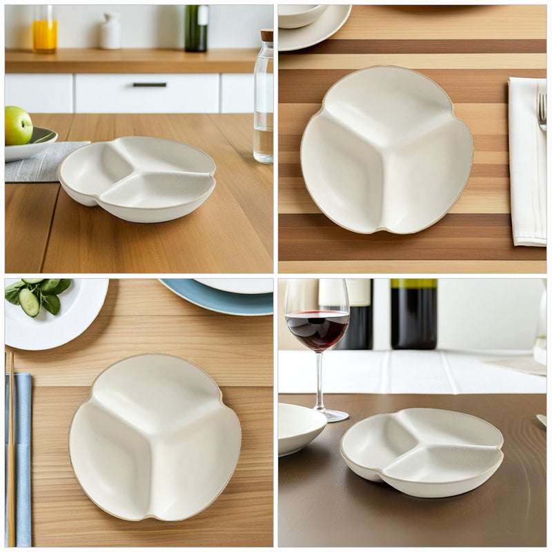 Portion Control Plate: Modern Ceramic Divided Plate - 3-Compartment Healthy Eating Diet Tray For Home Dining And Restaurant Use - Image 2