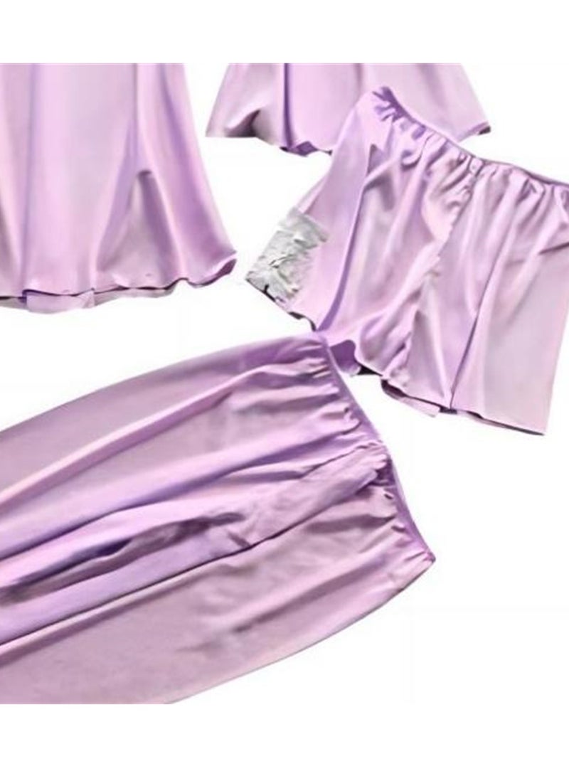 5 Pcs Pajamas Mid Sleeves Lounge Clothes Robe Pajamas Set  - Image 2