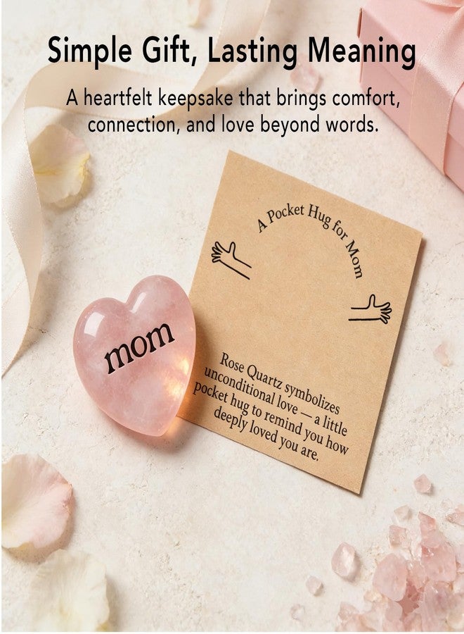 Taxhtext Rose Quartz Pocket Hug for Mom, Heart Crystal Keepsake for Mother from Daughter Son, Little Reminder of Love for Thinking of You, Comfort - Image 4