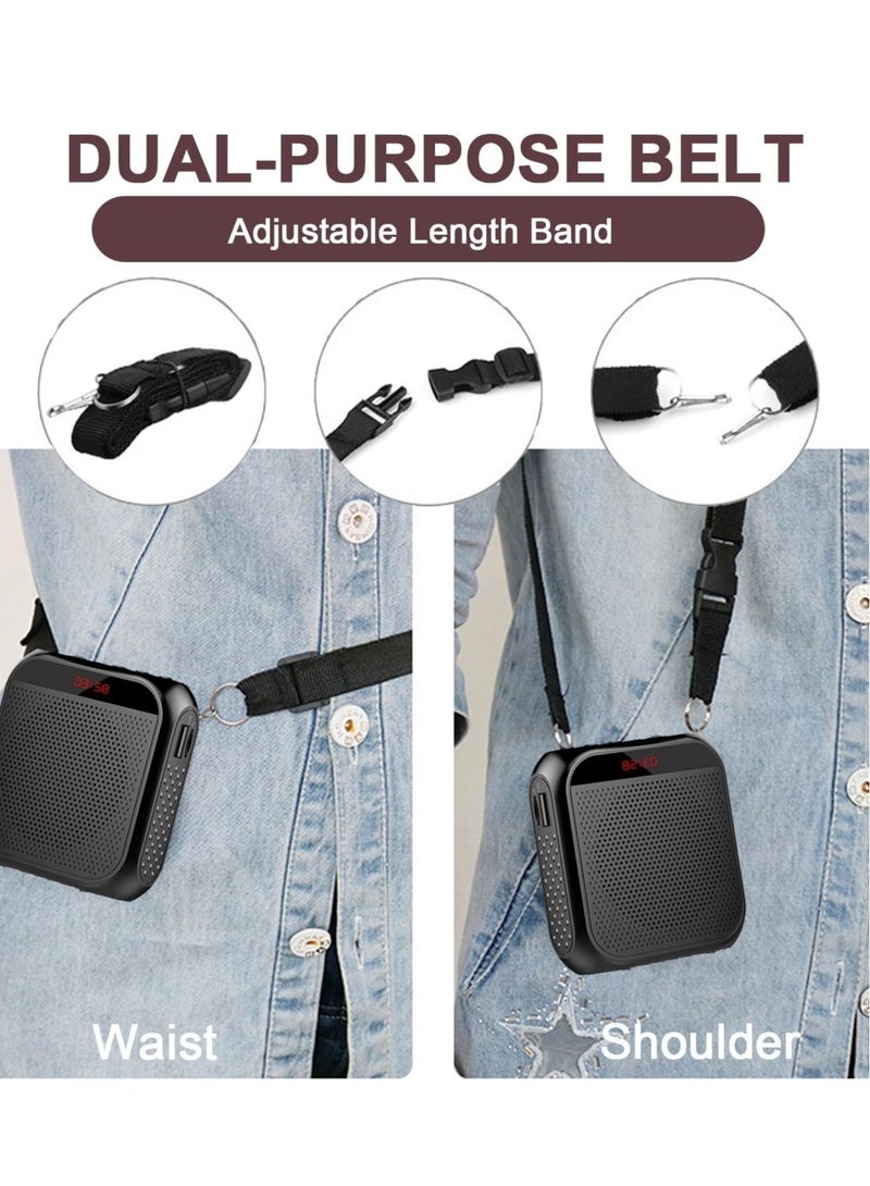 Voice amplifier with wired microphone headphones, portable rechargeable PA system speaker, personal microphone voice amplifier for teachers, tour guides/coaches (black) - Image 5