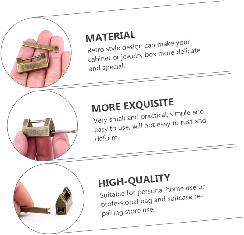 Artibetter 3 Pack Vintage Padlocks Strong Construction Classic Design for Door Cabinet Jewelry Box - Image 5