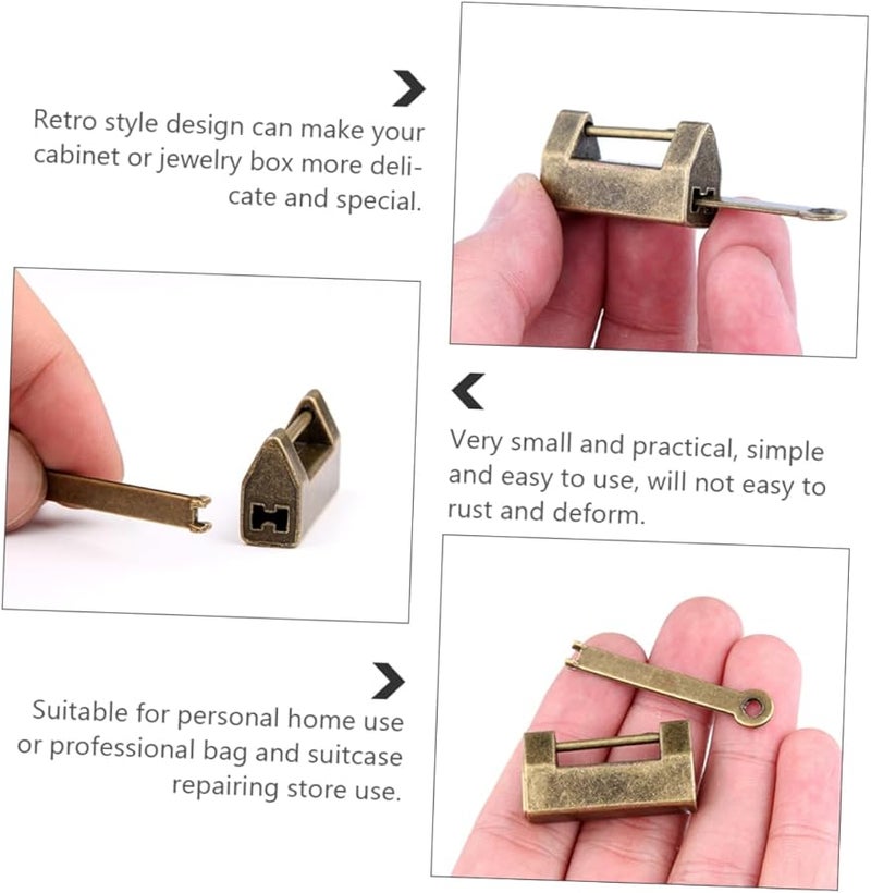 Artibetter 3 Pack Vintage Padlocks Strong Construction Classic Design for Door Cabinet Jewelry Box - Image 3