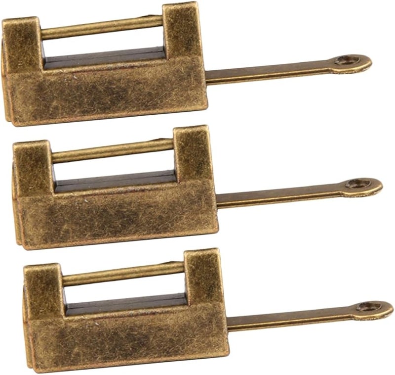 Artibetter 3 Pack Vintage Padlocks Strong Construction Classic Design for Door Cabinet Jewelry Box - Image 1