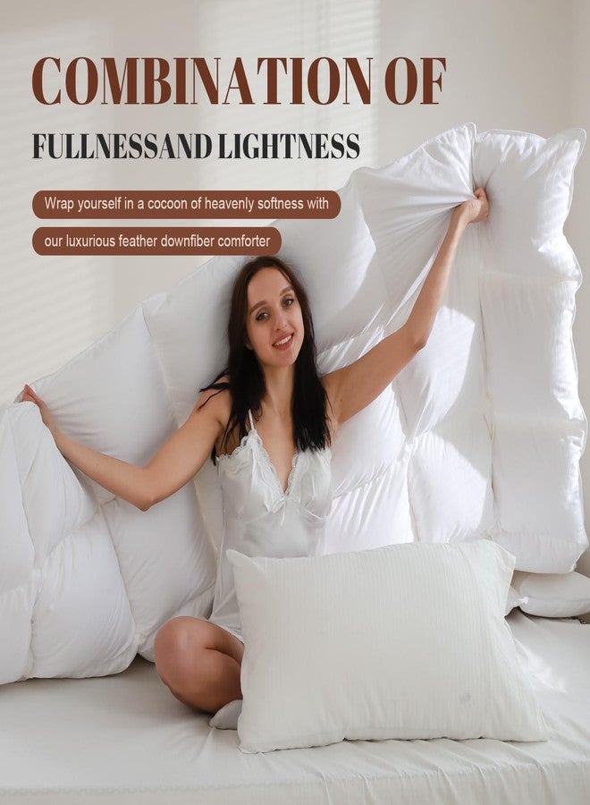 WhatsBedding Feather Comforter,Filled with Feather and Down Fiber, White King Size All Season Duvet Insert, Luxurious Hotel Bed Comforter, 100% Cotton Cover,Medium Warmth with Corner Tabs,106x90 Inch - Image 4
