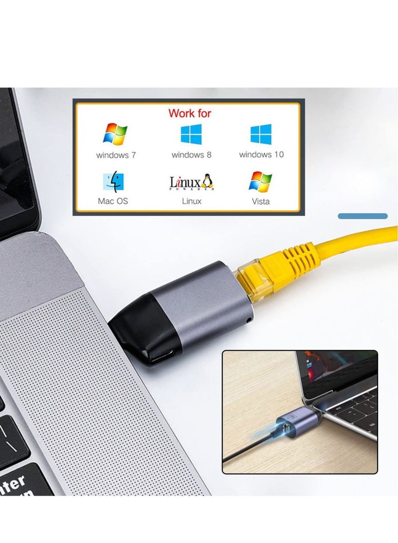 كابتن تيك USB C to Ethernet Adapter Type-C USB 3.1 to 1000Mbps Portable Gigabit Ethernet LAN Network Adapter for Laptops Phones Tablets and More Type-C Devices - Image 5