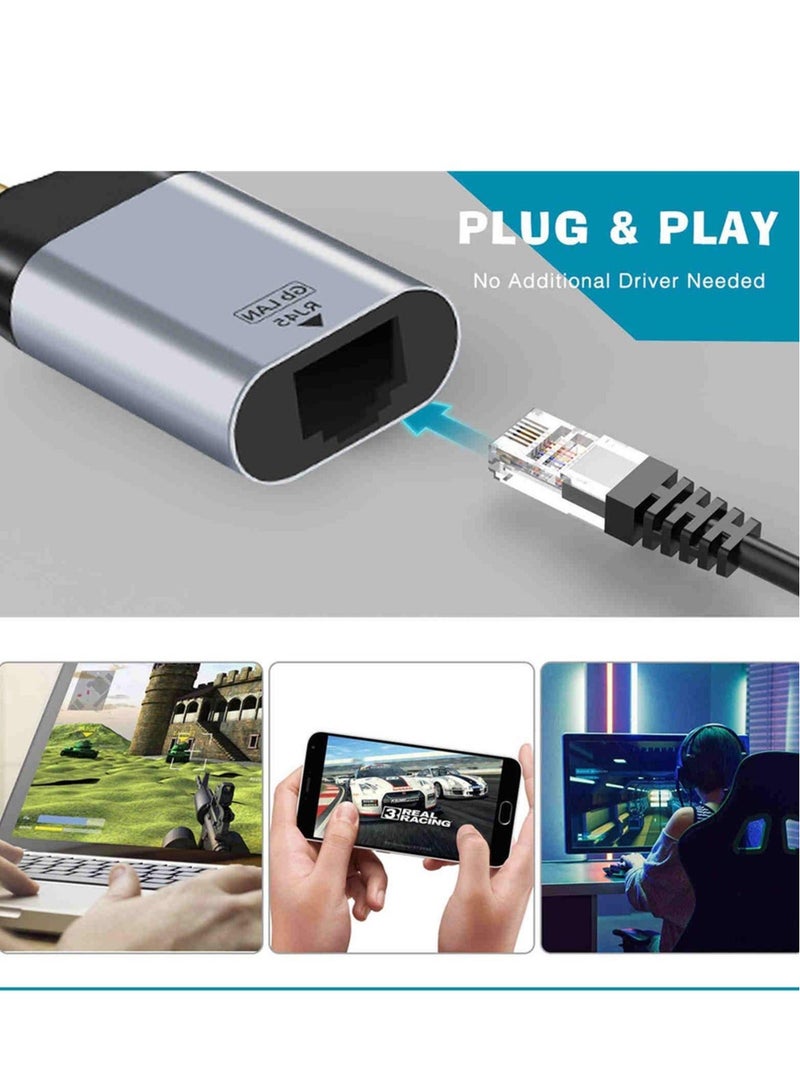 كابتن تيك USB C to Ethernet Adapter Type-C USB 3.1 to 1000Mbps Portable Gigabit Ethernet LAN Network Adapter for Laptops Phones Tablets and More Type-C Devices - Image 3