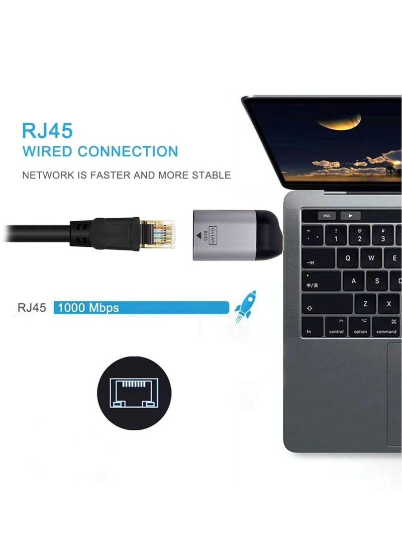 كابتن تيك USB C to Ethernet Adapter Type-C USB 3.1 to 1000Mbps Portable Gigabit Ethernet LAN Network Adapter for Laptops Phones Tablets and More Type-C Devices - Image 2