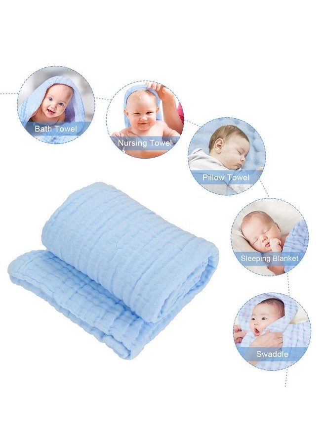 MOM'S HOME Baby Super Soft Absorbent Muslin 6 Layer Wash Towel- 100X100 Cm - | 0-3 Years | Blue  - Image 5