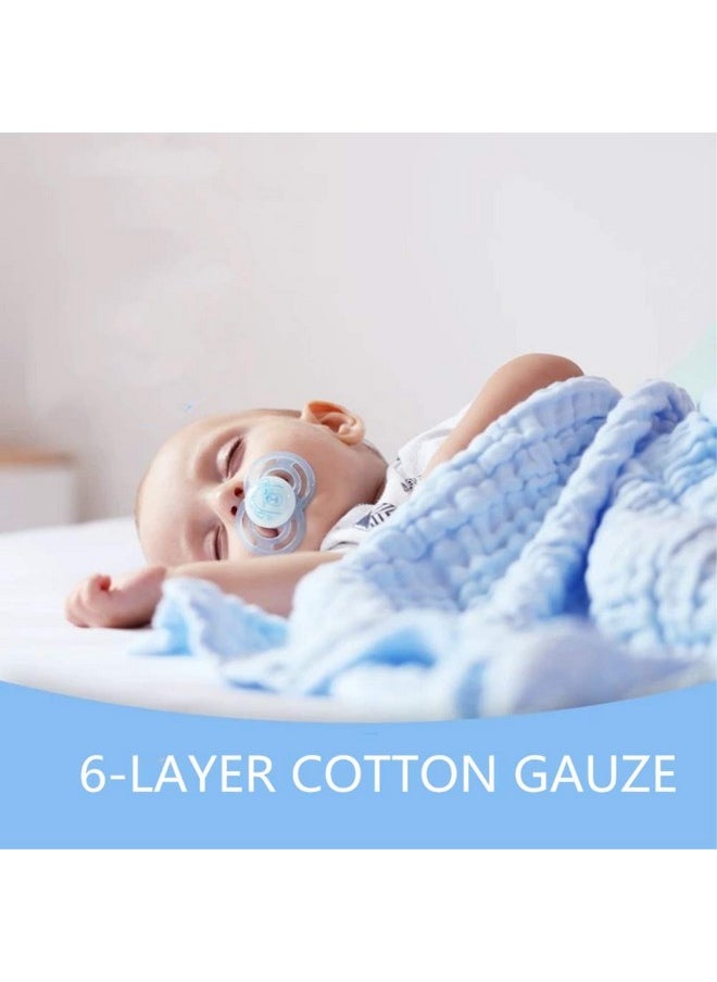 MOM'S HOME Baby Super Soft Absorbent Muslin 6 Layer Wash Towel- 100X100 Cm - | 0-3 Years | Blue  - Image 3