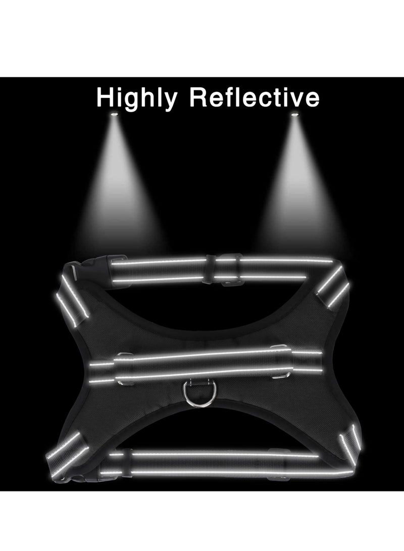 SOLARAE Dog Harness,Breathable Adjustable Pet Harness Dog Vest Harness, Reflective Oxford Easy Control Dog Harness with Sturdy Handle for Small Medium Large Dogs L-Black - Image 2