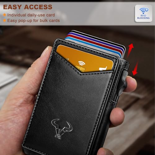 BULLIANT Men Wallet,Money Clip Wallet Slim For Gift Men 9Cards-Metal Credit Card Case in Magnetic Leather Flip - Image 4