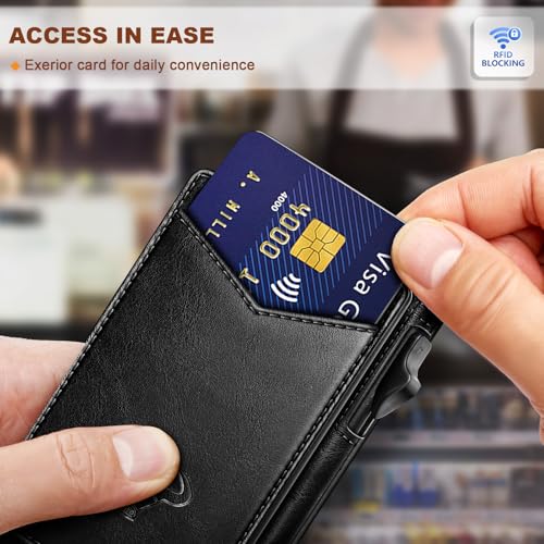 BULLIANT Men Wallet,Money Clip Wallet Slim For Gift Men 9Cards-Metal Credit Card Case in Magnetic Leather Flip - Image 5