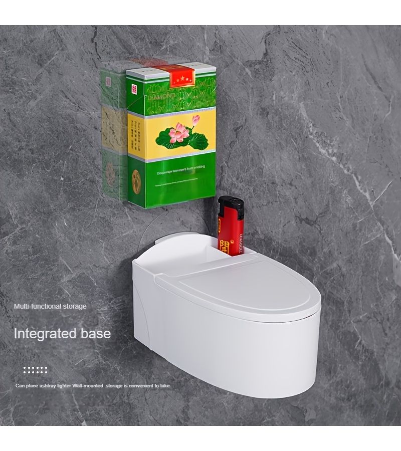 Bathroom Toilet Ashtray With Lid Self Adhesive Sticker Hold Mobile Phone - Image 4