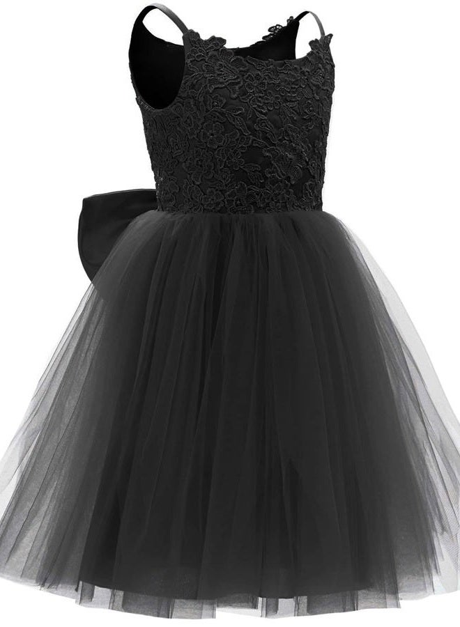 PLwedding Flower Girls Lace Tulle Ball Gowns First Communion Dresses, Z Black, 6-7 Years - Image 2