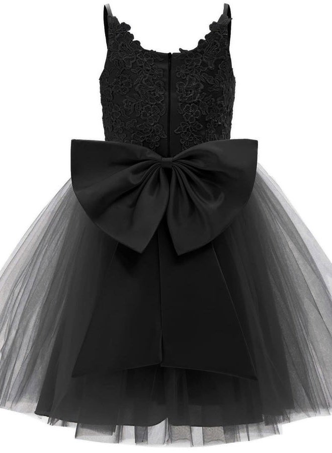 PLwedding Flower Girls Lace Tulle Ball Gowns First Communion Dresses, Z Black, 6-7 Years - Image 3