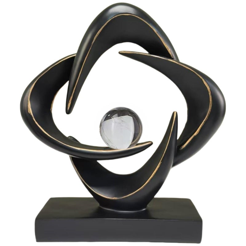 CECKQUE Modern Home Decor Abstract Decorative Sculpture Decorations for Living Room Dining Room Office, Resin Art Statues Coffee Table Bookshelf Decor Accents (Black) - Image 1