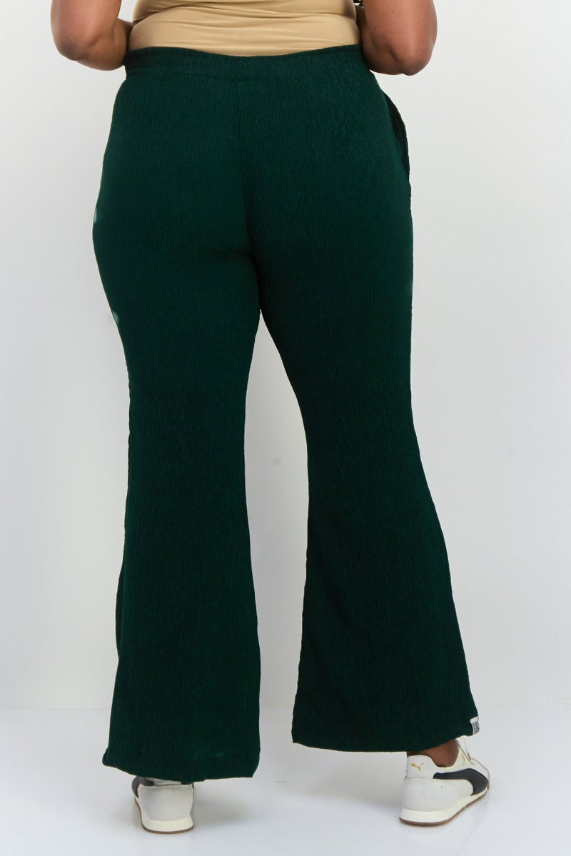 The Giving Movement Women Regular Fit Textured Wide Leg Pants, Dark Green  - Image 4