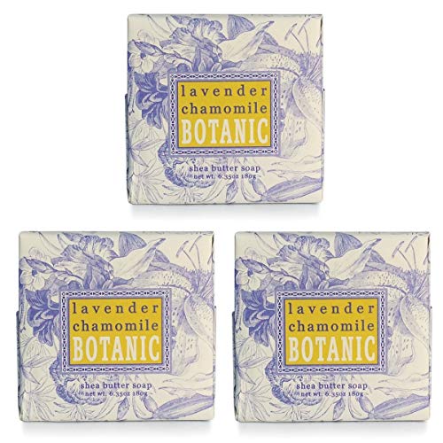 Greenwich Bay Cleansing Spa Soap Shea Butter and Cocoa Butter Blended with Loofah and Apricot Seed No Parabens No Sulfates 635 Ounce 3 Pack Lavender Chamomile