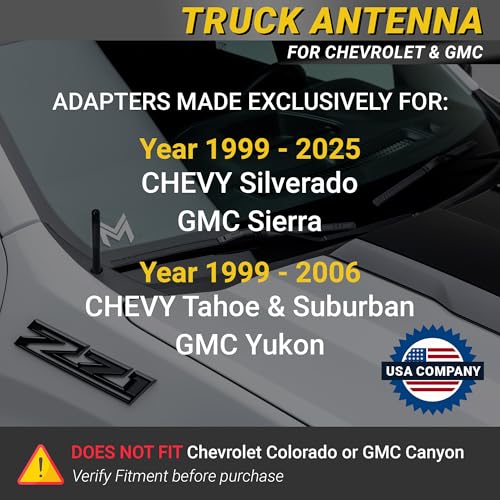 Mega Racer Carbon Fiber Truck Antenna Chevy Silverado 1500 & GMC Sierra (Year 1999-2025) | Short Car Audio & Video Antennas | Small Chevy Silverado Antenna Truck Accessories | Black 3 Inch - Image 2
