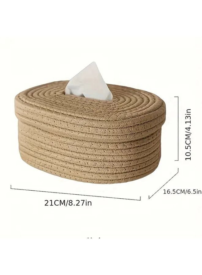 2025 New White Rope Organization Box With Oval Lid For Storing Wet Wipes And Masks - Image 4