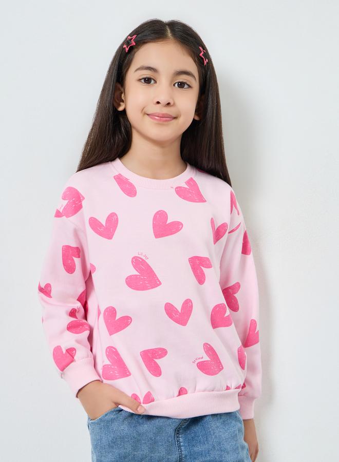 ستايلي بلوزة قطنية مطبوعة للبنات باللون الوردي - Image 1